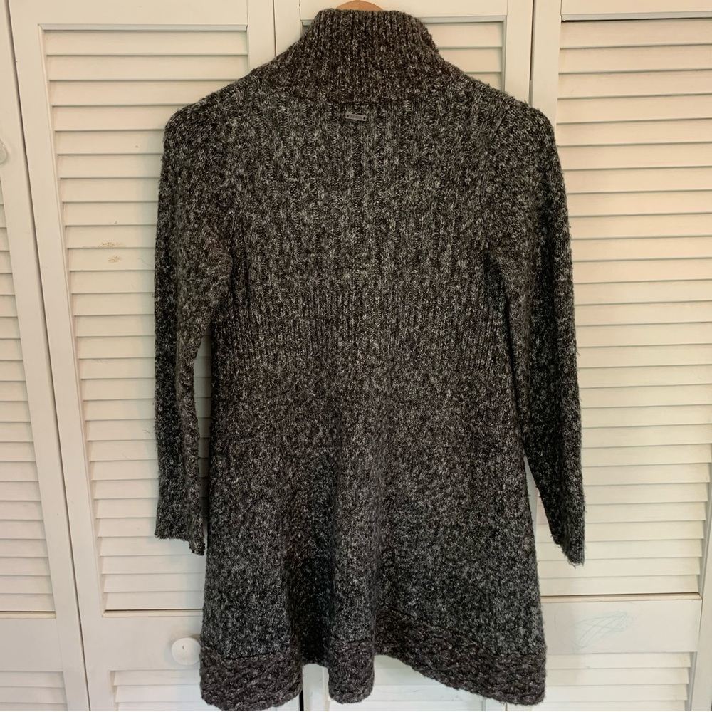 prAna Angelica Duster Cardigan Sweater Jacket Women S Gray Cable Knit Mid-Length - Picture 6 of 13